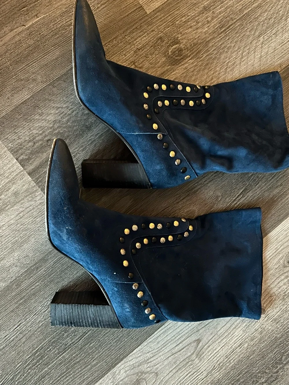 Free People Black Suede Studded Ankle Booties